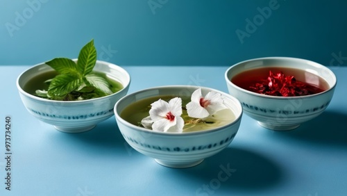  Elegant bowls with vibrant floral garnishes