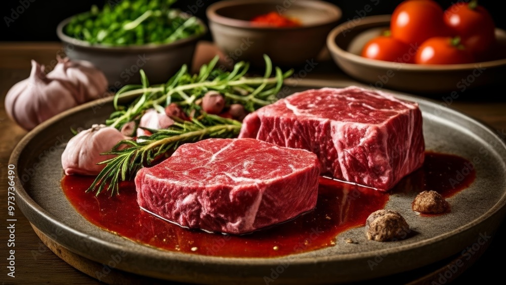Deliciously rare beef cubes ready to be savored Deliciously rare beef cubes ready to be savored