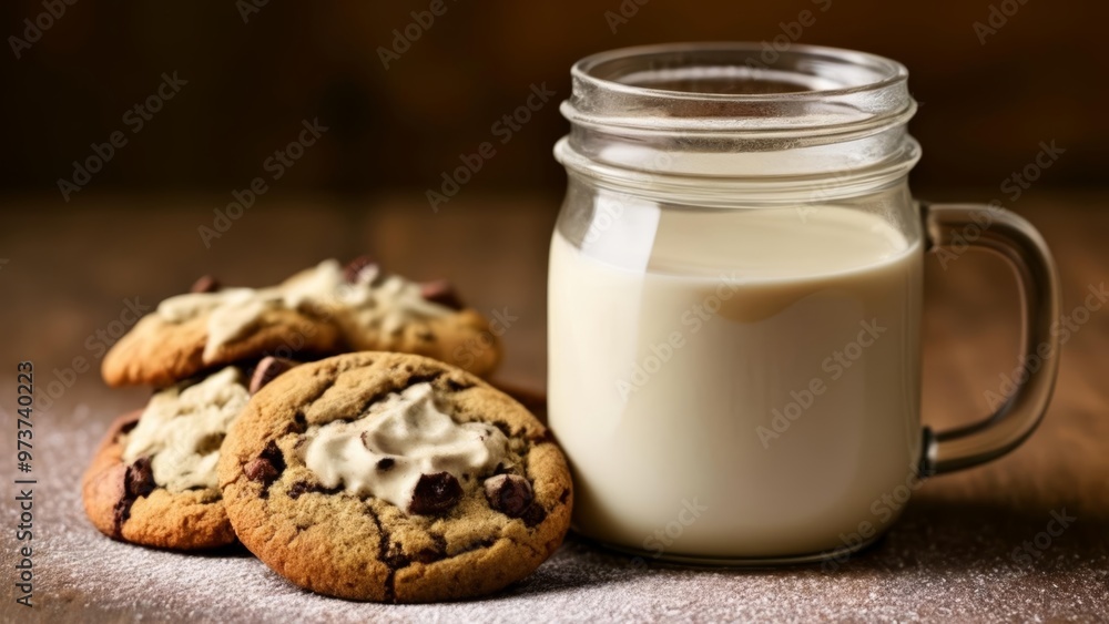 Deliciously indulgent milk and cookies moment Deliciously indulgent milk and cookies moment