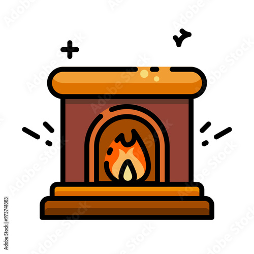 Fireplace icon vector illustration editable