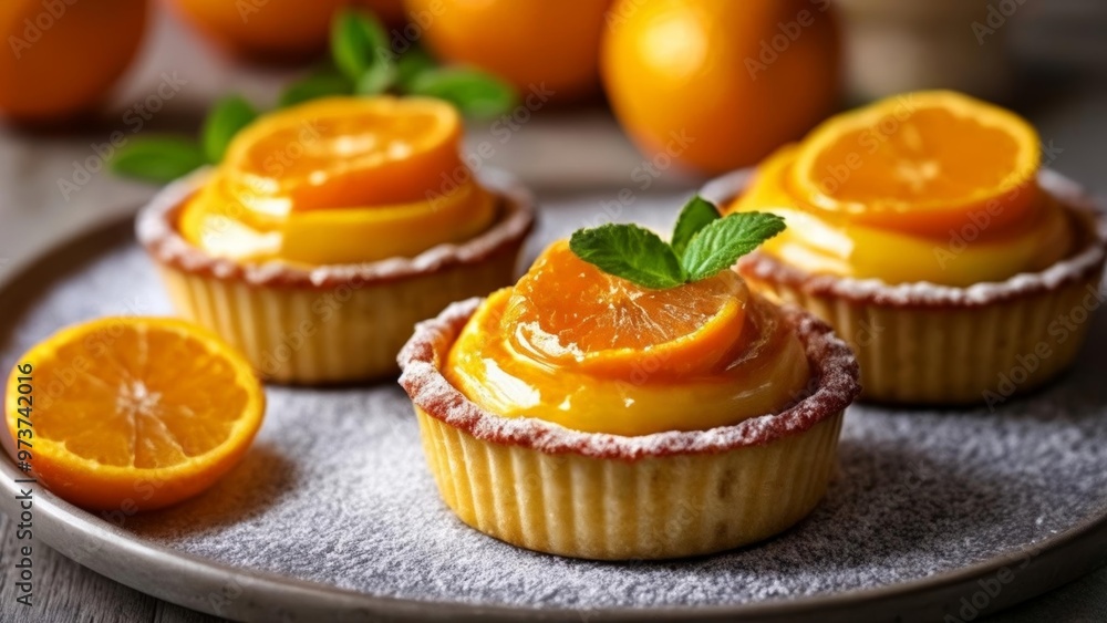 Deliciously zesty orange tarts with a hint of mint Deliciously zesty orange tarts with a hint of mint