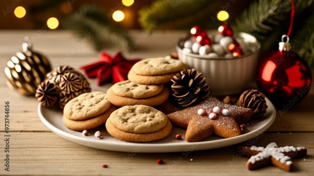 Sweet Christmas treats on a festive table Sweet Christmas treats on a festive table