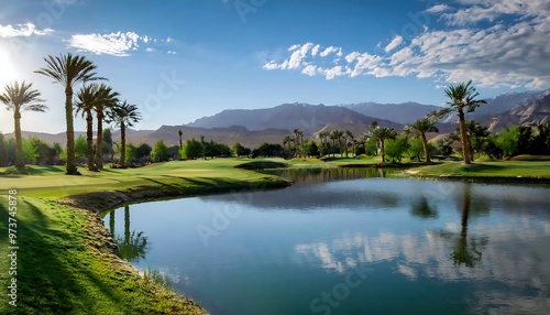 Water feature on a golf course in Palm Desert. 