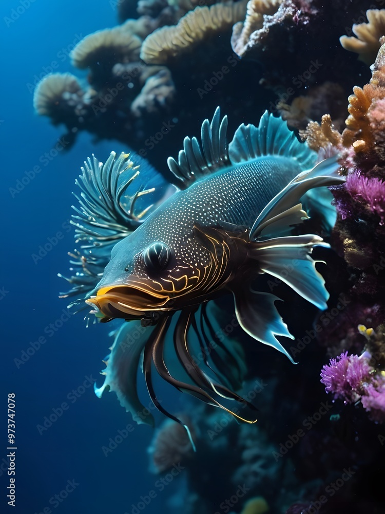 Obraz premium Colorful fish swimming among vibrant coral reefs in a clear ocean during daylight hours. Generative AI