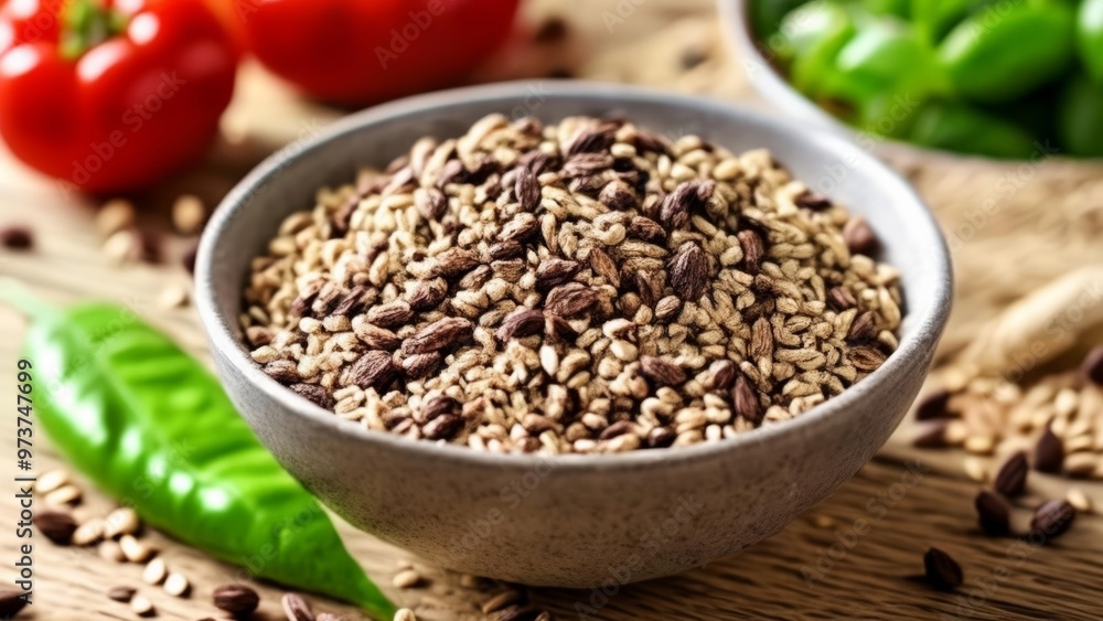 Nutritious grains vibrant veggies and fresh herbs for a wholesome meal Nutritious grains vibrant veggies and fresh herbs for a wholesome meal