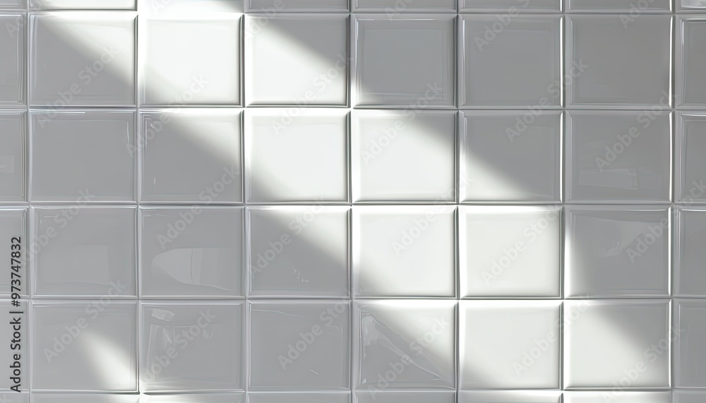 White tile wall with sunbeams White tile wall with sunbeams