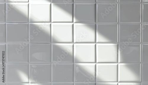 White tile wall with sunbeams