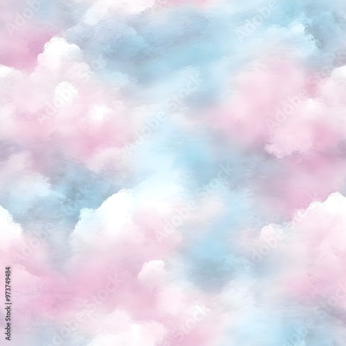 Abstract Watercolor Clouds Seamless Pattern