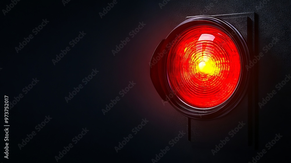 A red light on a black wall in the dark A red light on a black wall in the dark