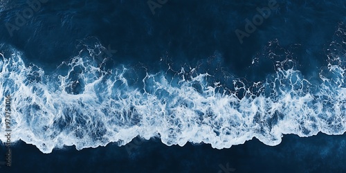 Waves of water coming to beach from sea or ocean, natural landscape of seaside