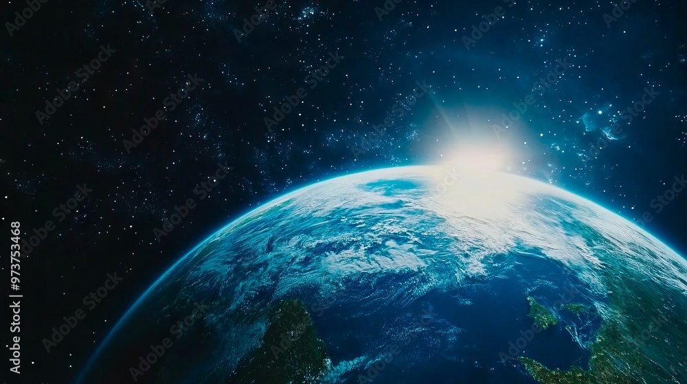 Fototapeta premium A view of the earth from space with stars in the background