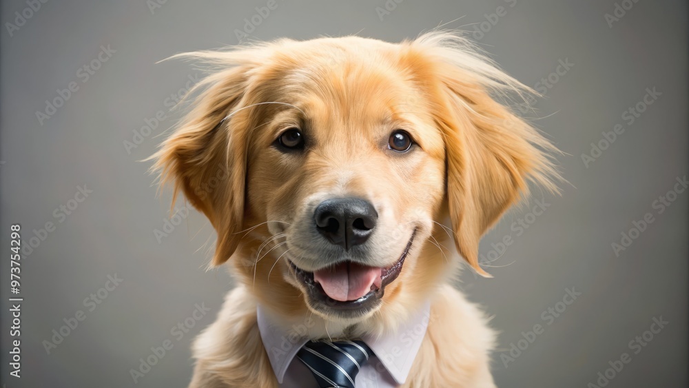 Adorable golden retriever puppy sporting a ridiculous mullet hairstyle, with business-in-the-front-party-in-the-back Adorable golden retriever puppy sporting a ridiculous mullet hairstyle, with business-in-the-front-party-in-the-back