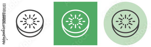 キウイフルーツ、食物アレルギー 特定原材料｜ライン・アイコン　[線の編集可能]