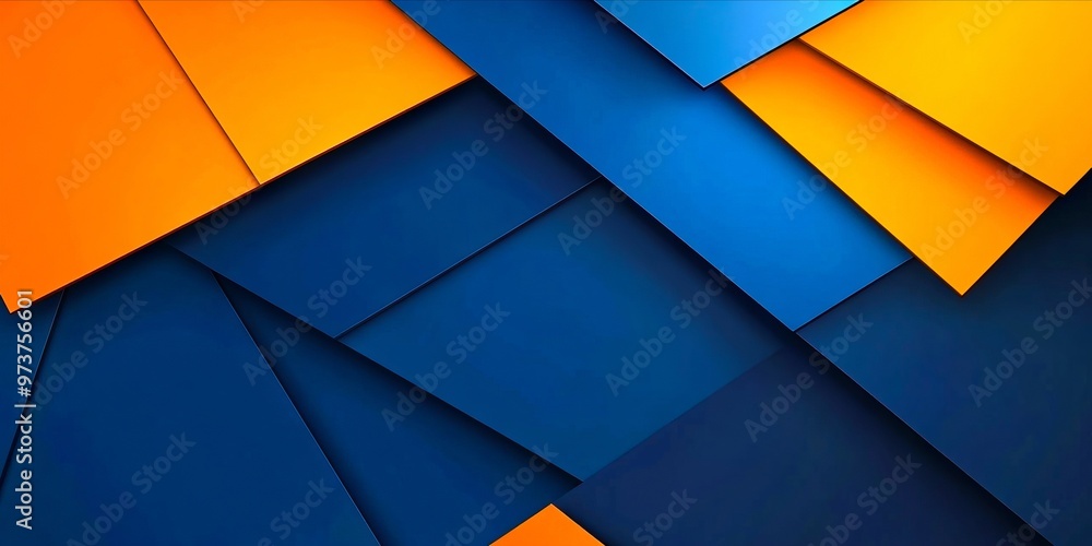 Fototapeta premium A blue and orange abstract background with triangles