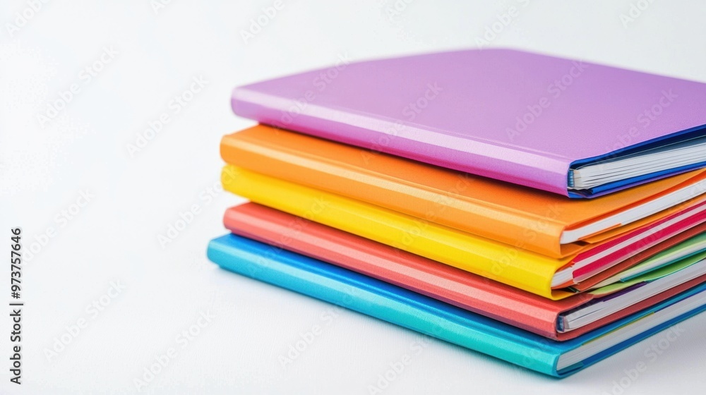 Colorful Stack of Textbooks and Notebooks on a Desk Representing Education and Learning Colorful Stack of Textbooks and Notebooks on a Desk Representing Education and Learning