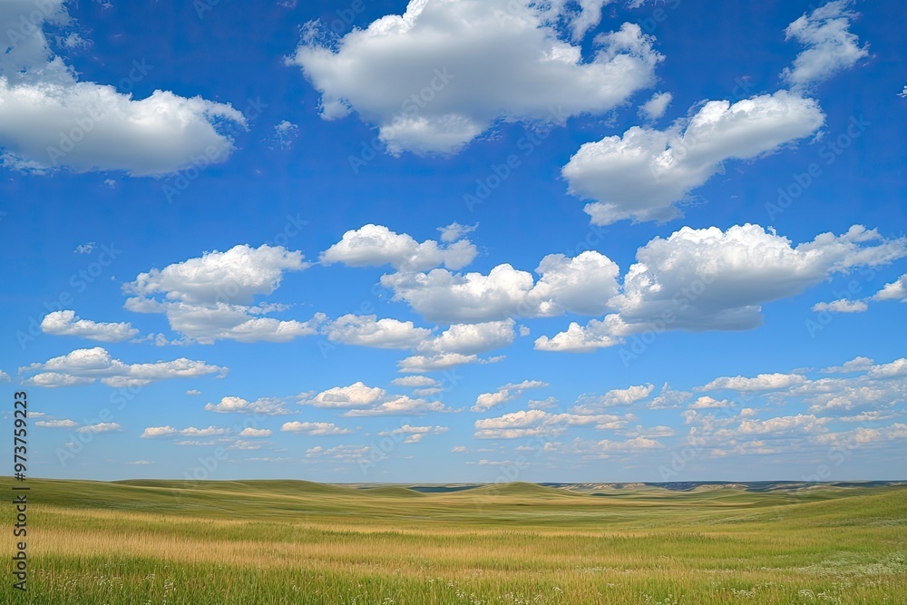 Blue sky and white clouds prairie, ai Blue sky and white clouds prairie, ai