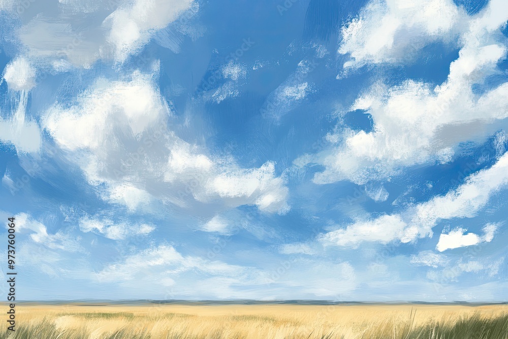 Blue sky and white clouds prairie, ai Blue sky and white clouds prairie, ai