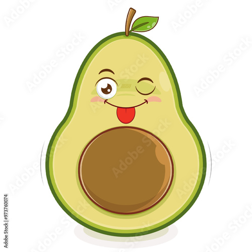 avocado playful face cartoon cute