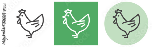 鶏肉、食物アレルギー 特定原材料｜ライン・アイコン　[線の編集可能]