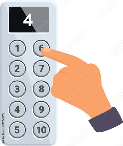 Businessman is pressing a button of an elevator control panel