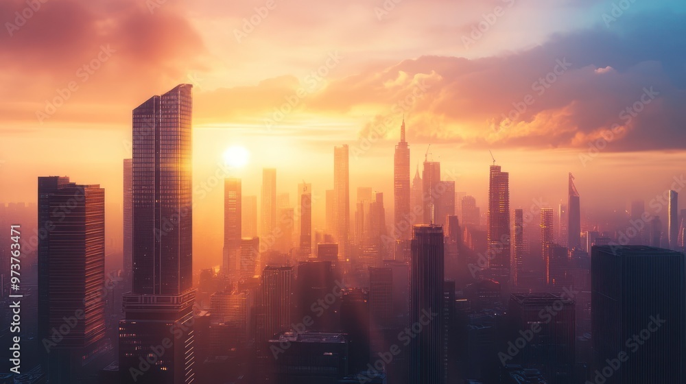 Fototapeta premium Golden Hour Skyline