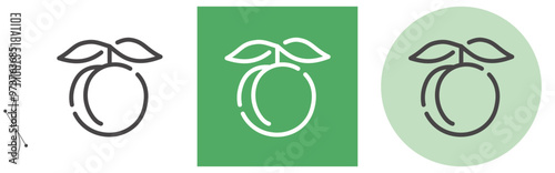 もも、食物アレルギー 特定原材料｜ライン・アイコン　[線の編集可能]