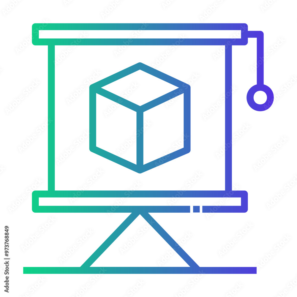 3d presentation Line Gradient Icon 3d presentation Line Gradient Icon