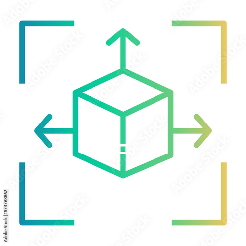 3d object Line Gradient Icon