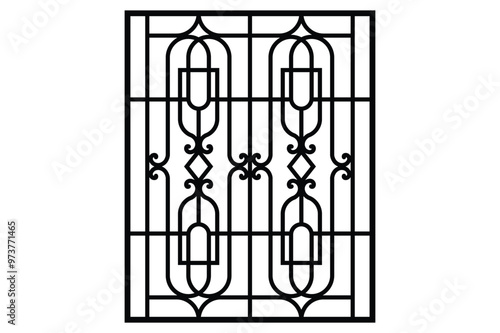 Iron window grill design vector template