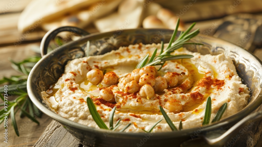 Mediterranean Hummus with Rosemary and Warm Pita Mediterranean Hummus with Rosemary and Warm Pita