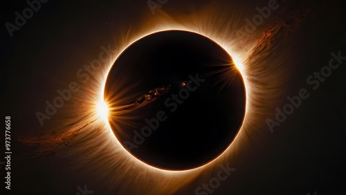 High quality image of yellow eclipse in the dark sky, space and astronomy concept, dark golden yellow red theme	