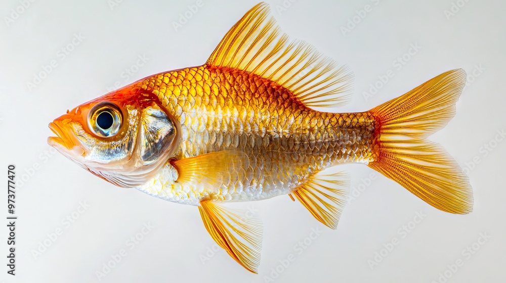 A goldfish with a white background A goldfish with a white background