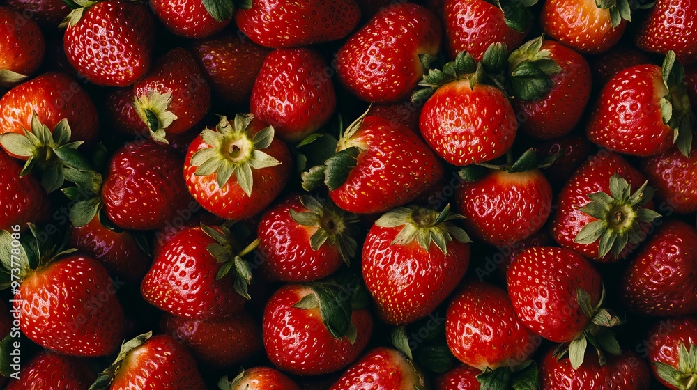 A pile of ripe strawberries sitting on top of each other A pile of ripe strawberries sitting on top of each other