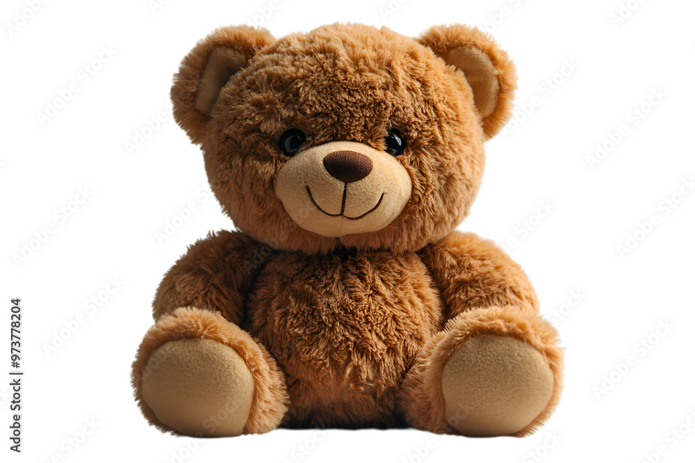 Fototapeta premium A brown teddy bear rests on a dark black background, emphasizing its cuddly texture and inviting demeanor.