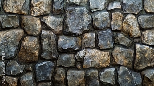 A stone wall is shown in a close up view