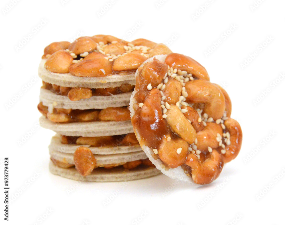 Honey bars with peanuts, sesame and sunflower seeds isolated Honey bars with peanuts, sesame and sunflower seeds isolated