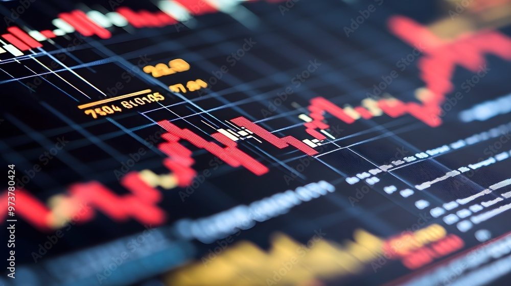 Red and Yellow Stock Market Graph on a Computer Screen Red and Yellow Stock Market Graph on a Computer Screen