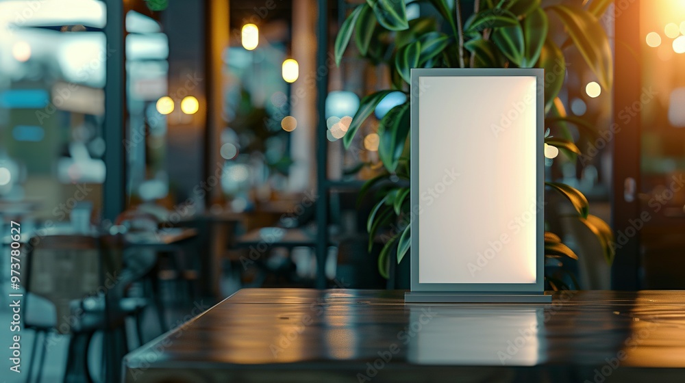 Key Visual Layout for Presentation: Mockup of a Stand for a Menu Frame Tent Card with a Blurred Background Design Key Visual Layout for Presentation: Mockup of a Stand for a Menu Frame Tent Card with a Blurred Background Design