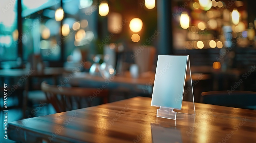 Blurred Background Design: Mockup of a Stand for a Menu Frame Tent Card – Key Visual Layout for Effective Presentation Blurred Background Design: Mockup of a Stand for a Menu Frame Tent Card – Key Visual Layout for Effective Presentation