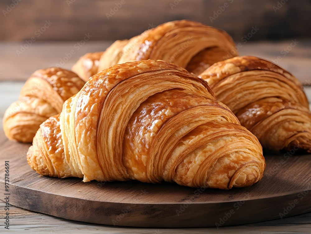 croissant on wooden table croissant on wooden table