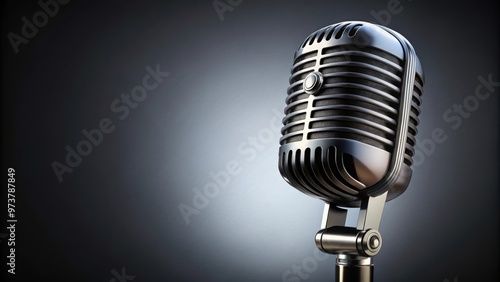 Vintage style microphone with silver grille and black body, retro, microphone, vintage, music, old-fashioned, classic, audio