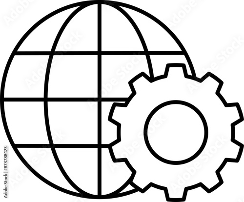 globe with gears icon