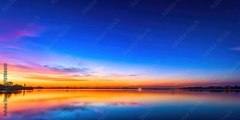 Fototapeta premium Colorful clear sky at twilight before sunrise, twilight, morning, clear sky, sunrise, colorful, no clouds, tranquil