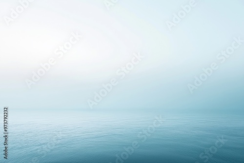 Minimalist seascape with fog covering the horizon on a serene day