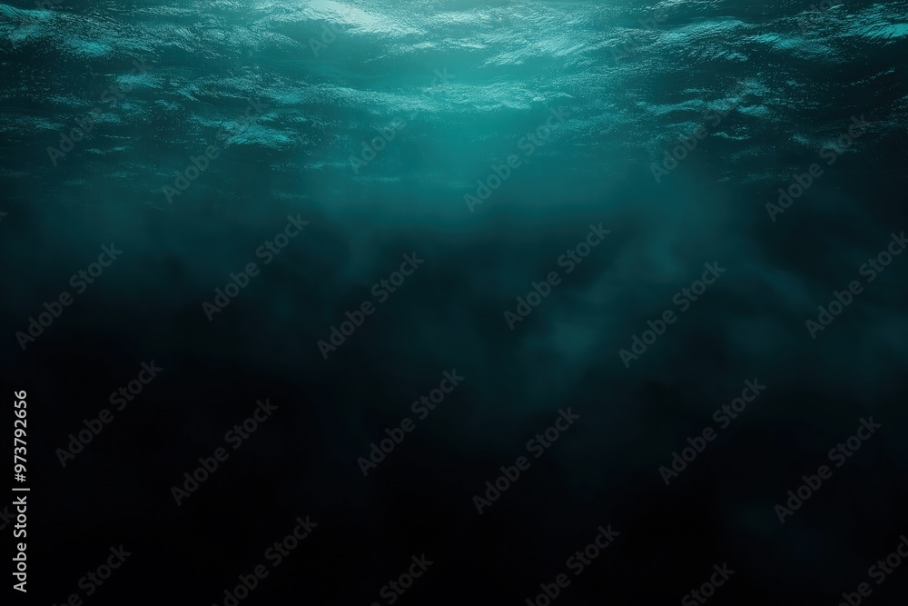 Deep ocean floor with light rays penetrating surface Deep ocean floor with light rays penetrating surface