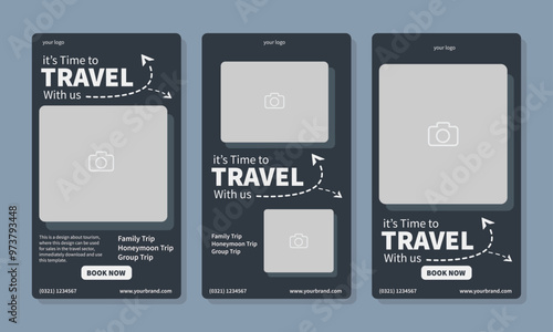 social media story or reels template for travel holiday tourism marketing and sale promo. tour advertising. banner offer. 