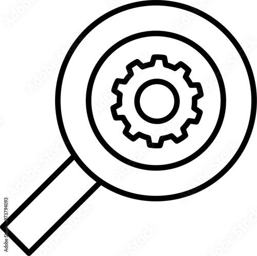 Magnifier with gear icon