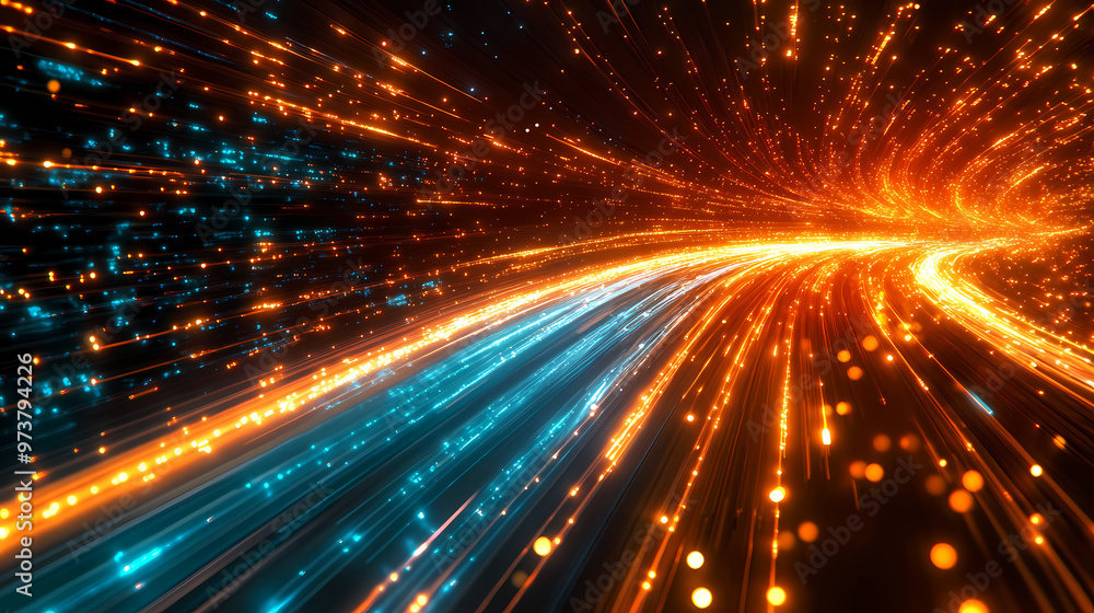 Obraz premium Future data stream in high-speed city