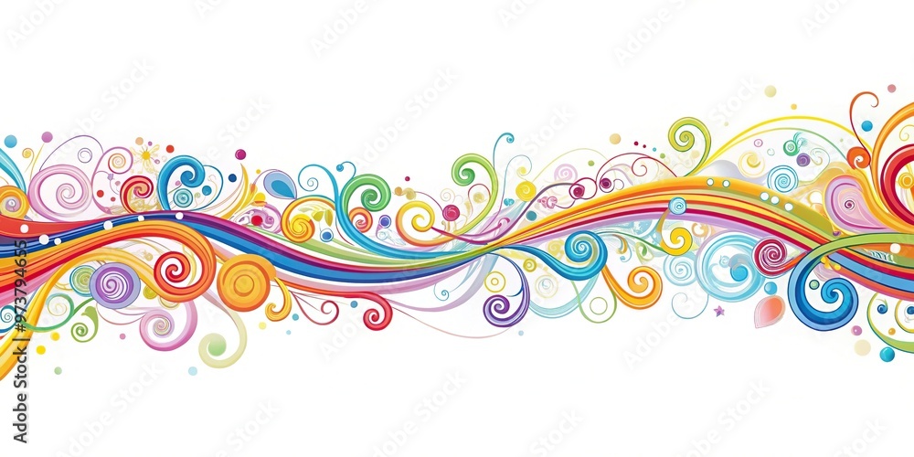 Colorful swirling design on solid white background Colorful swirling design on solid white background