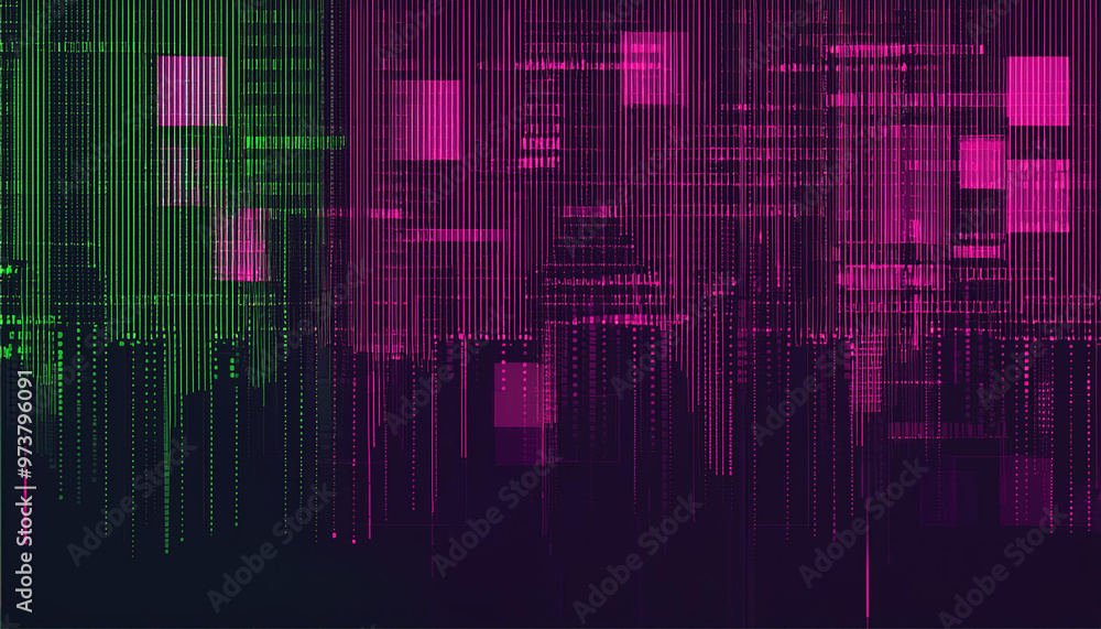 Obraz premium 緑とピンクのスタイリッシュなサイバーイメージ背景